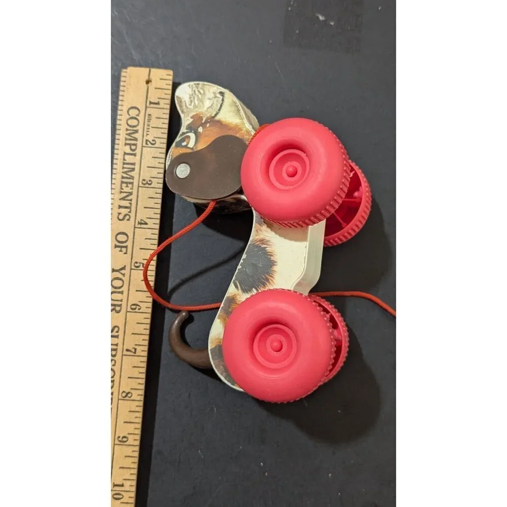 Fisher-Price Pull-Along Puppy Dog Toy With Red Wheels & Tail‎ 2014 retro style